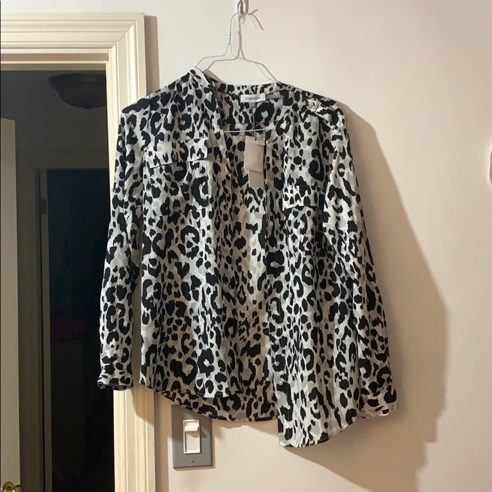 Calvin Klein cheetah print button down